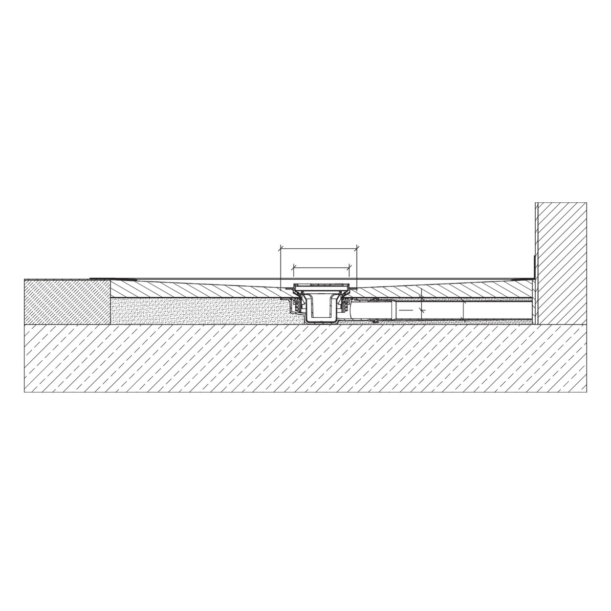 Wedi Fundo point drain horizontal Mini Max DN 40 square